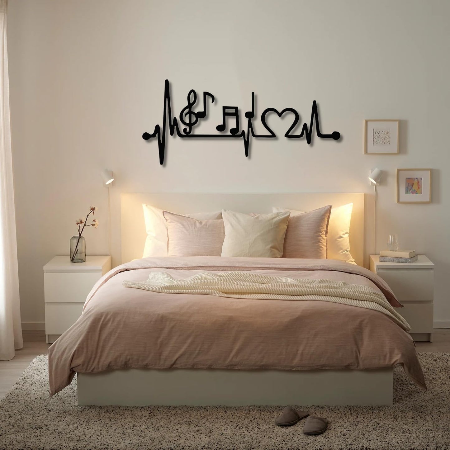 Bisamu Music Metal Wall Decor, Music Decor, Music Lover Gift, Music Notes Wall Art, Line Music Notes, Metal Music Note Wall Art (30" W x 13" H / 75x32cm)