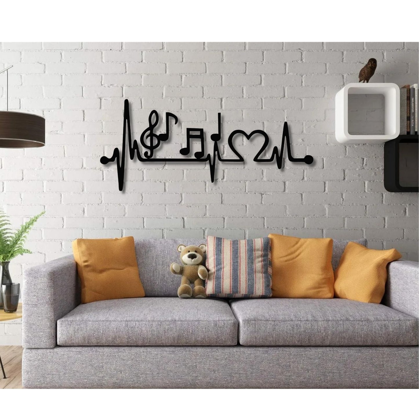 Bisamu Music Metal Wall Decor, Music Decor, Music Lover Gift, Music Notes Wall Art, Line Music Notes, Metal Music Note Wall Art (30" W x 13" H / 75x32cm)